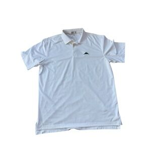 Peter Millar Mens White Golf Polo Shirt Performance Short Sleeve Logo Size L
